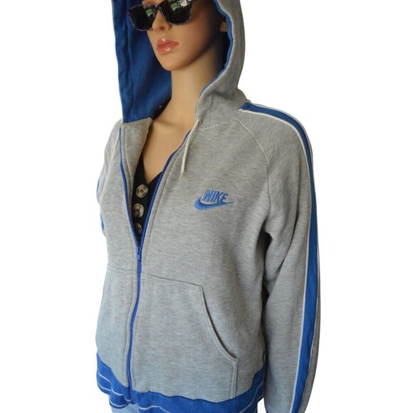 Rare VTG NIKE Spell Out Swoosh Full Zip Hoodie Track Jacket Sweatshirt 80s Size - Picture 2 of 7